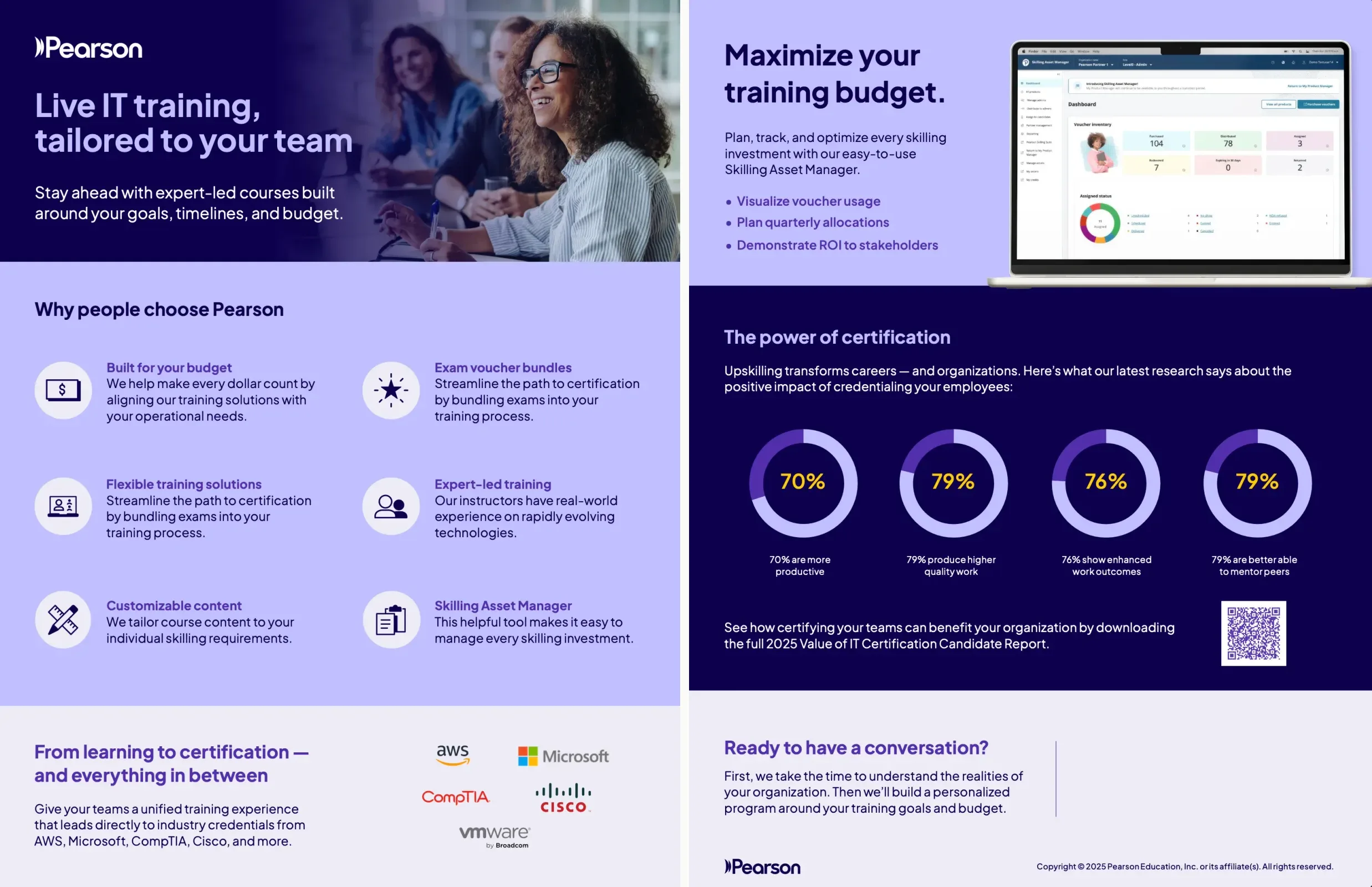 Pearson sell sheet design — front and back — print